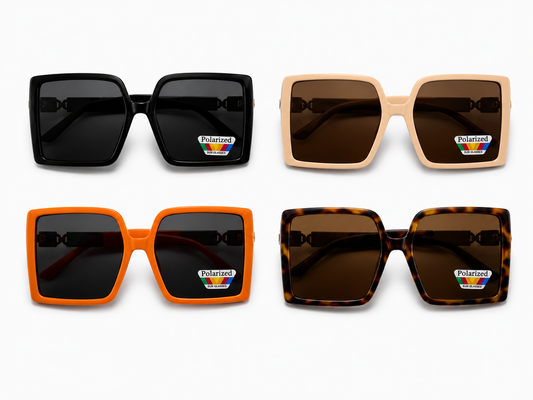 Polarized Oversized Geometric Square Sunglasses - LSG-31 (12 Units)