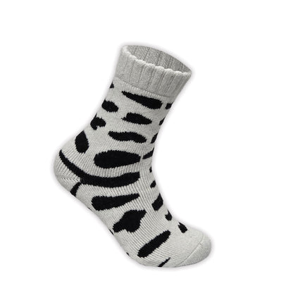 Ladies Merino Lambs Wool Socks - Cow Print (12 Pairs)