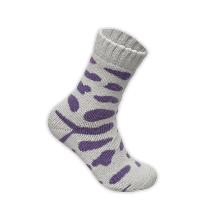 Ladies Merino Lambs Wool Socks - Cow Print (12 Pairs)