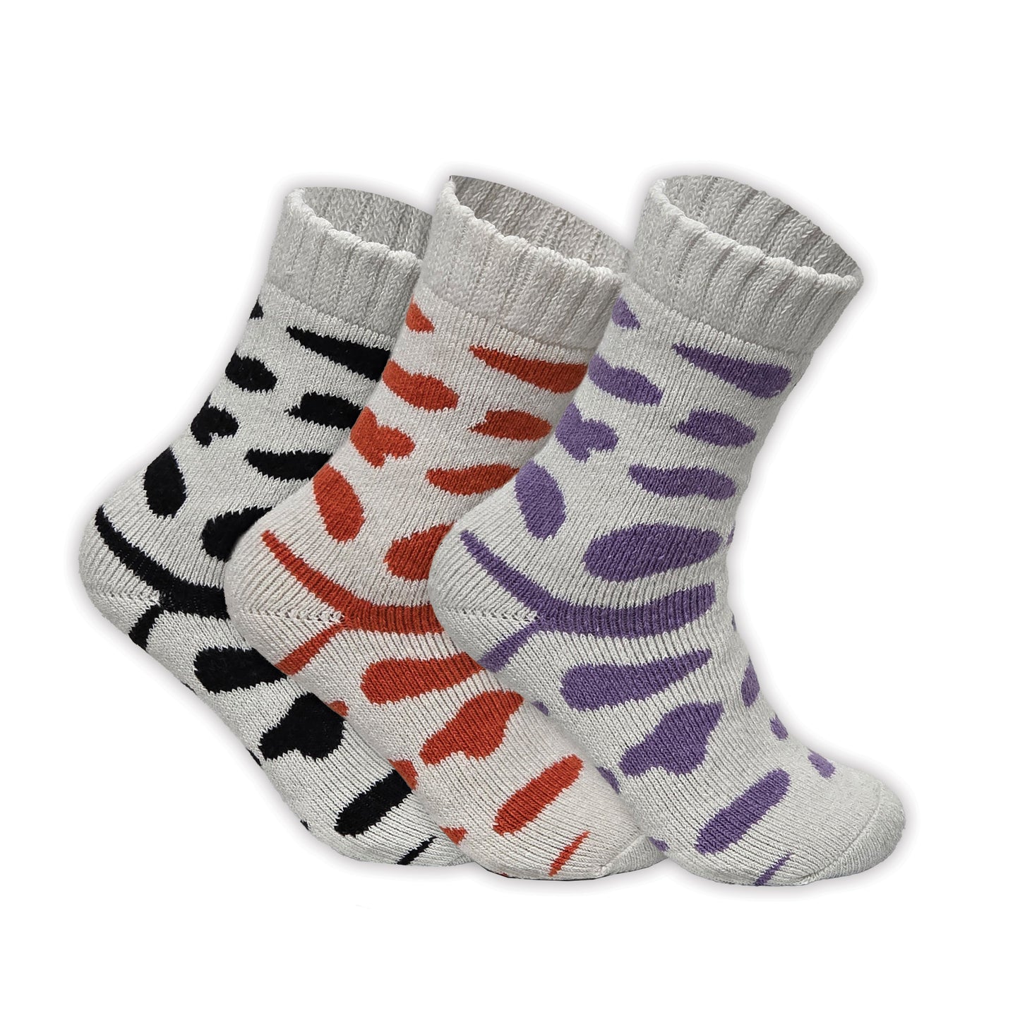 Ladies Merino Lambs Wool Socks - Cow Print (12 Pairs)