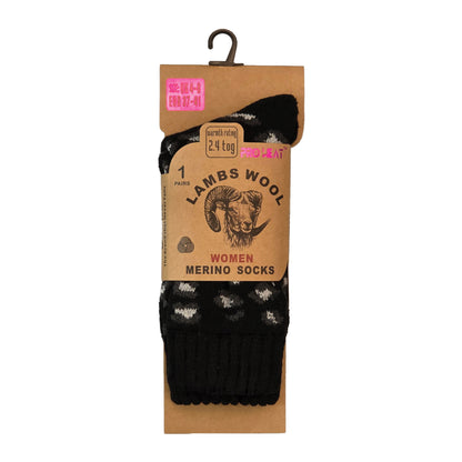 Ladies Merino Lambs Wool Socks - Leopard Print (12 Pairs)