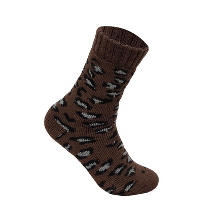 Ladies Merino Lambs Wool Socks - Leopard Print (12 Pairs)