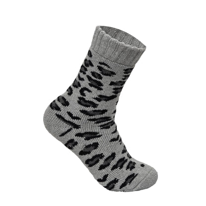 Ladies Merino Lambs Wool Socks - Leopard Print (12 Pairs)