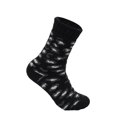 Ladies Merino Lambs Wool Socks - Leopard Print (12 Pairs)