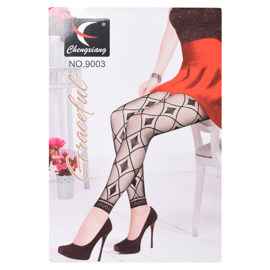 Geometric Diamond Fishnet Footless Tights
