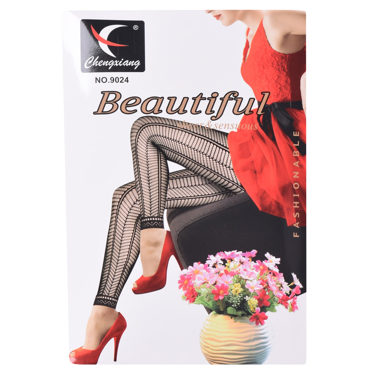 Chevron Fishnet Footless Tights