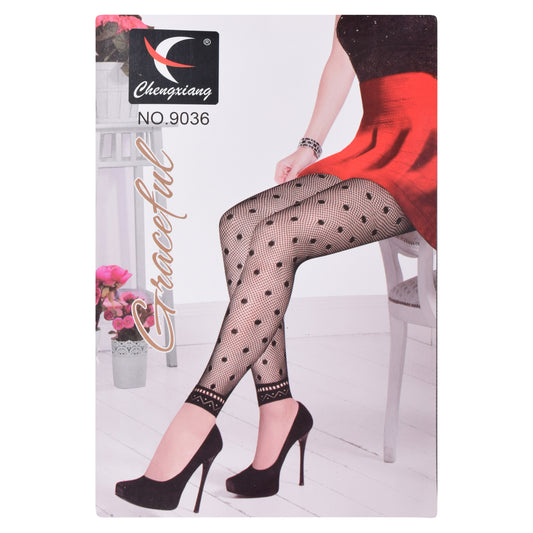 Polka Dot Fishnet Footless Tights