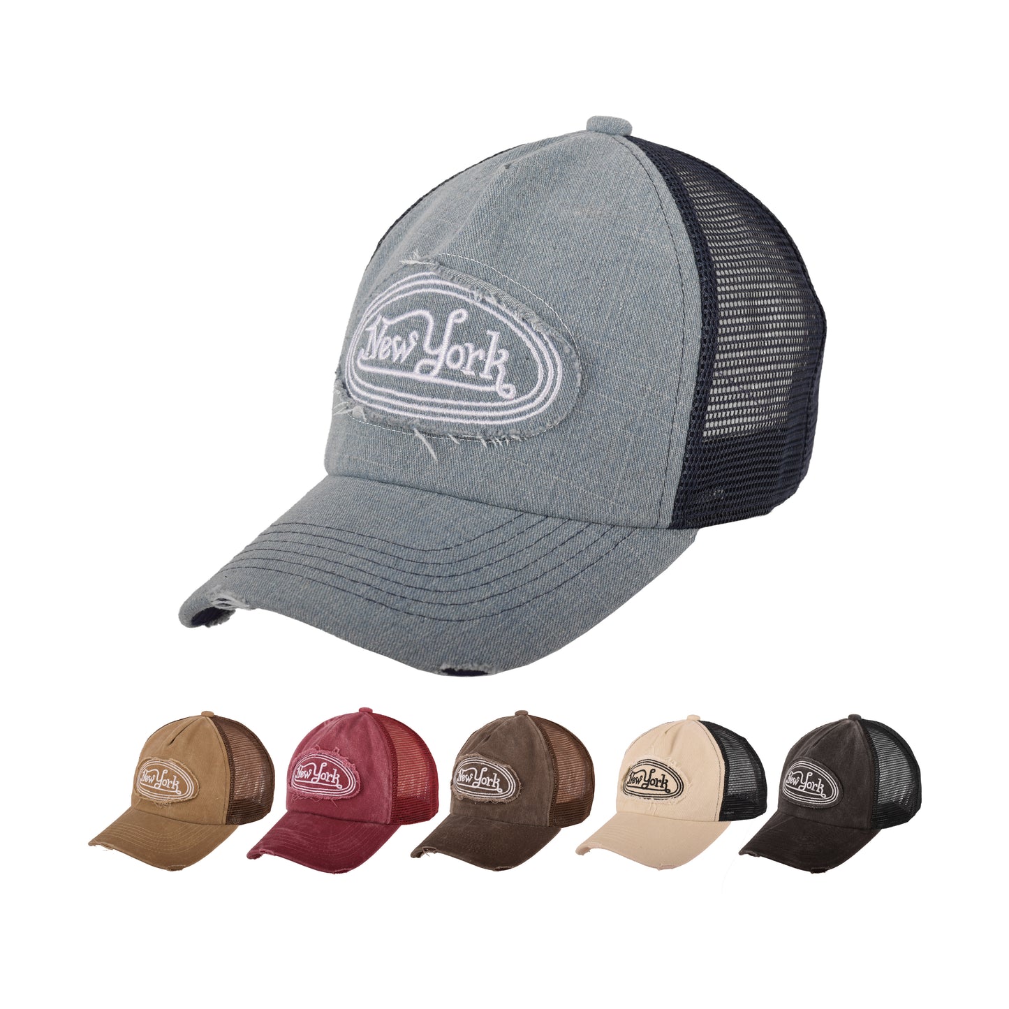 Vintage New York Distressed Trucker Cap