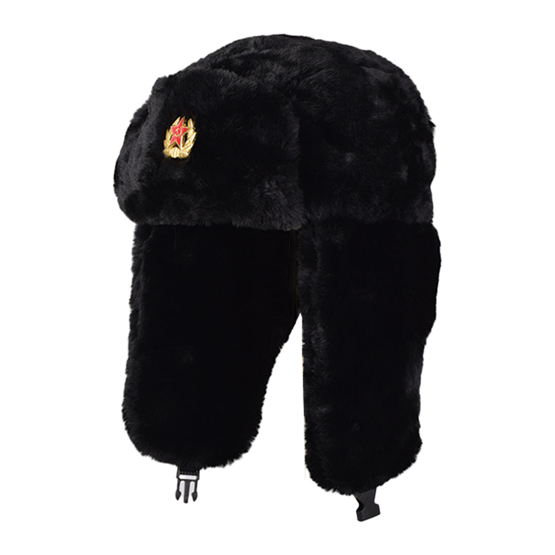 Royal Stallion Full Faux Fur Trapper Hat (Black)