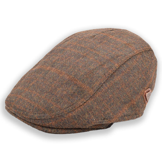 Royal Stallion Classic Wool Flat Cap - Brown Check (One Size)