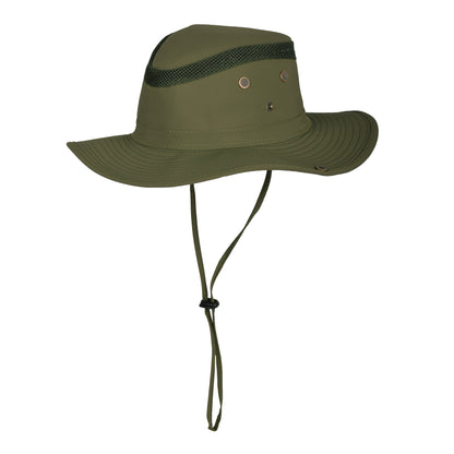 Mesh Vented Wide Brim Boonie Hat with Adjustable Chin Strap - MHT-40