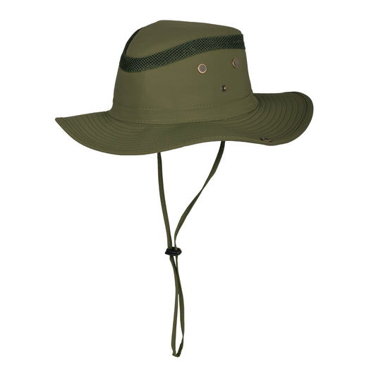 Mesh Vented Wide Brim Boonie Hat with Adjustable Chin Strap - MHT-40