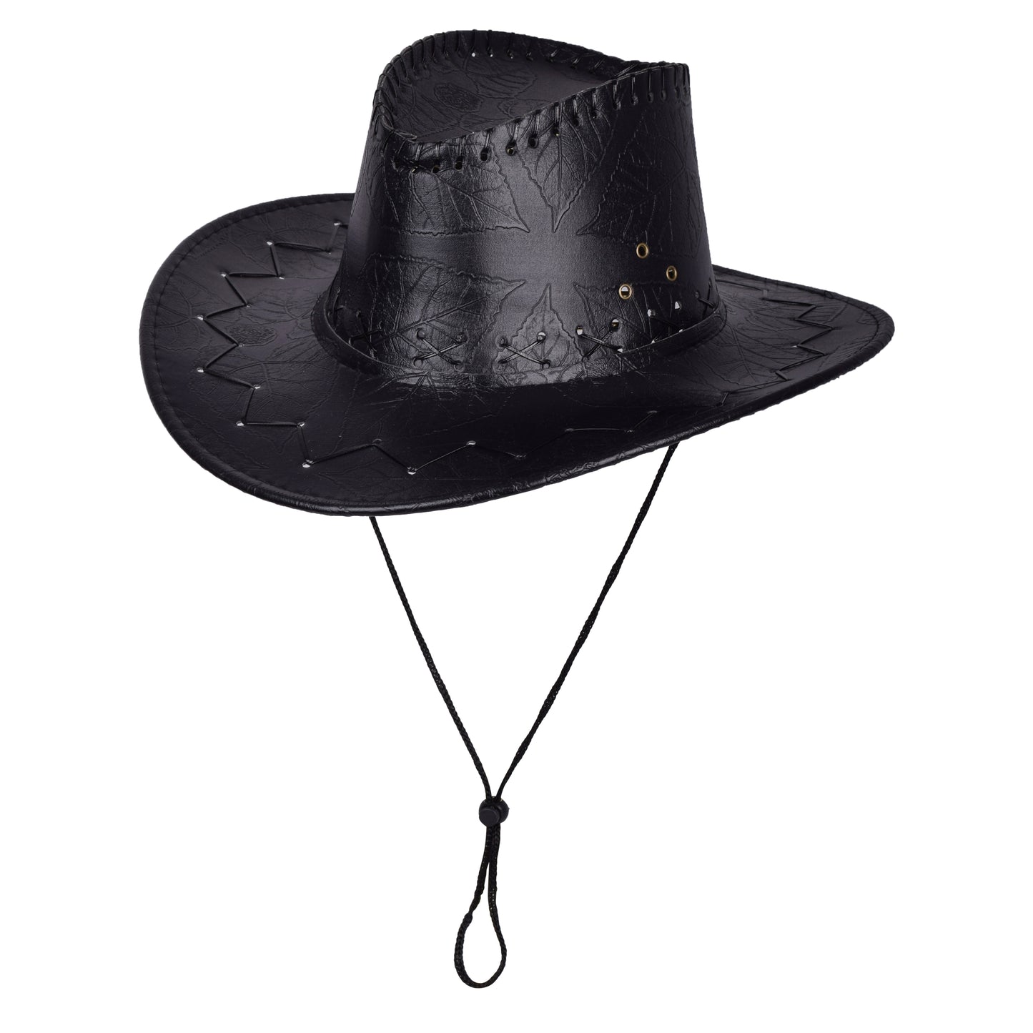 Embossed Faux Leather Look Cowboy Hat