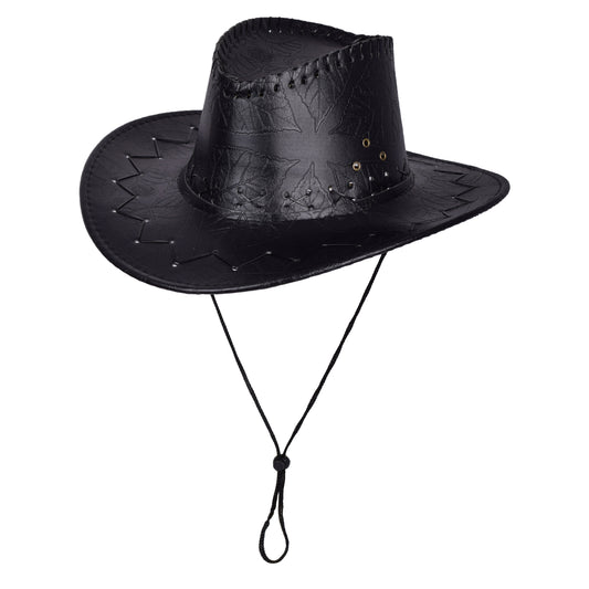 Embossed Faux Leather Look Cowboy Hat