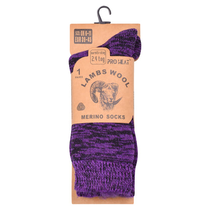 Mens Merino Lambs Wool Socks - Assorted Heather (12 Pairs)