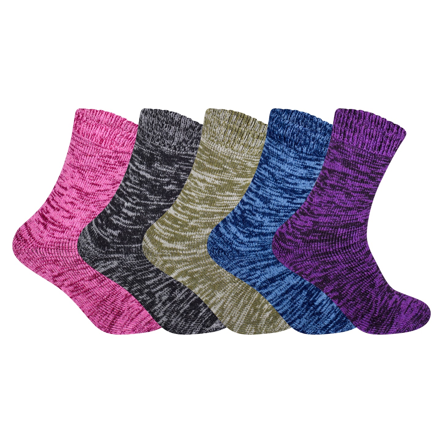Mens Merino Lambs Wool Socks - Assorted Heather (12 Pairs)