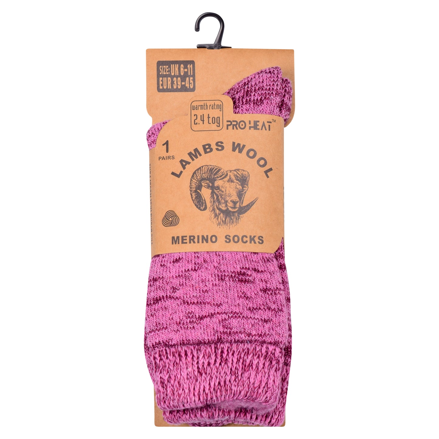 Mens Merino Lambs Wool Socks - Assorted Heather (12 Pairs)