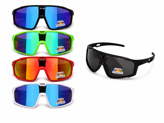 Polarized Wraparound Shield Sports Sunglasses - MSG-45 (12 Units)