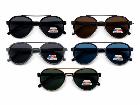 Polarized Aviator Round Sunglasses - MSG-51 (12 Units)
