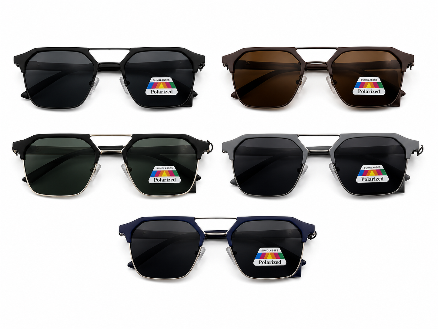 Polarized Double Bridged Wayfarer Sunglasses - MSG-53 (12 Units)