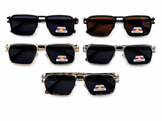 Polarized Oversized Square Aviator Sunglasses - MSG-57 (12 Units)