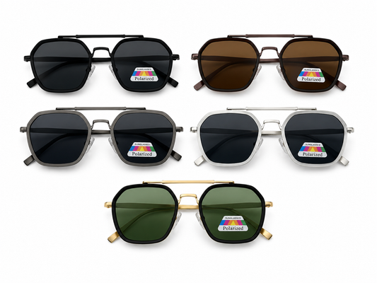 Polarized Geometric Aviator Sunglasses - MSG-60 (12 Units)