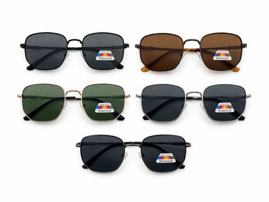 Polarized Squared Aviator Sunglasses - MSG-63 (12 Units)