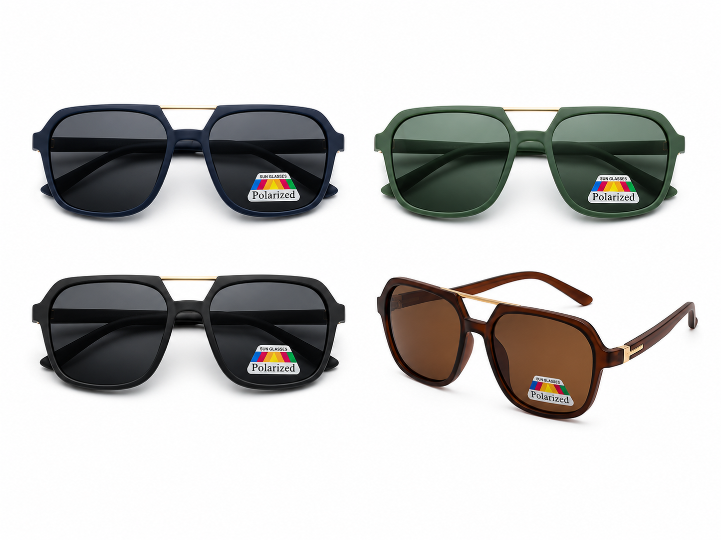 Polarized Geometric Navigator Sunglasses - MSG-74 (12 Units)