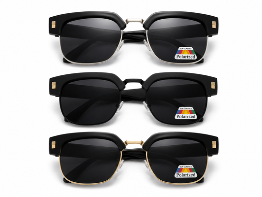 Polarized Black Clubmaster Sunglasses - MSG-78 (12 Units)