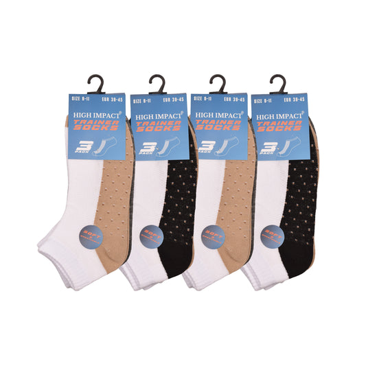Mens Trainer Socks - Pin Dot Pattern (12 Pairs)