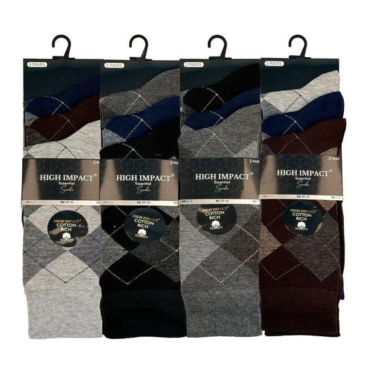 Mens Dress Socks - Diamond Pattern (12 Pairs)