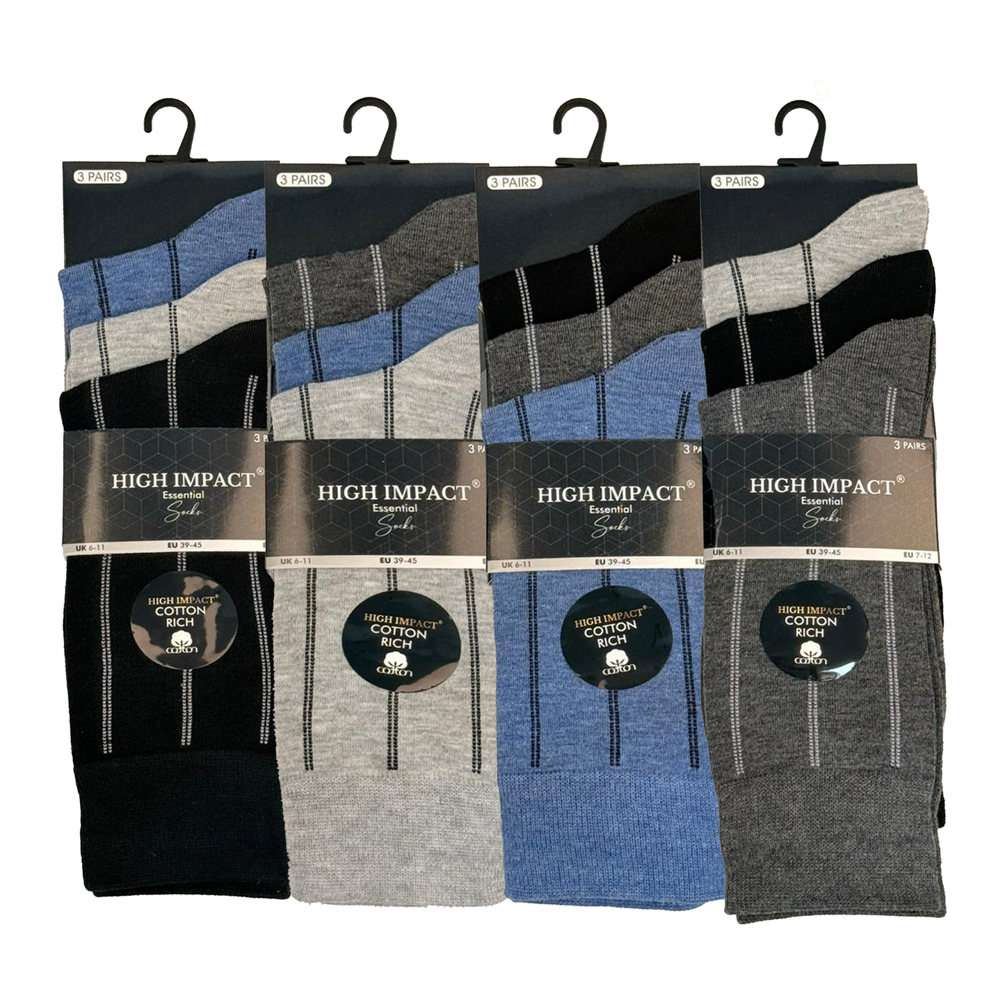 Mens Dress Socks - Pinstripe Pattern (12 Pairs)