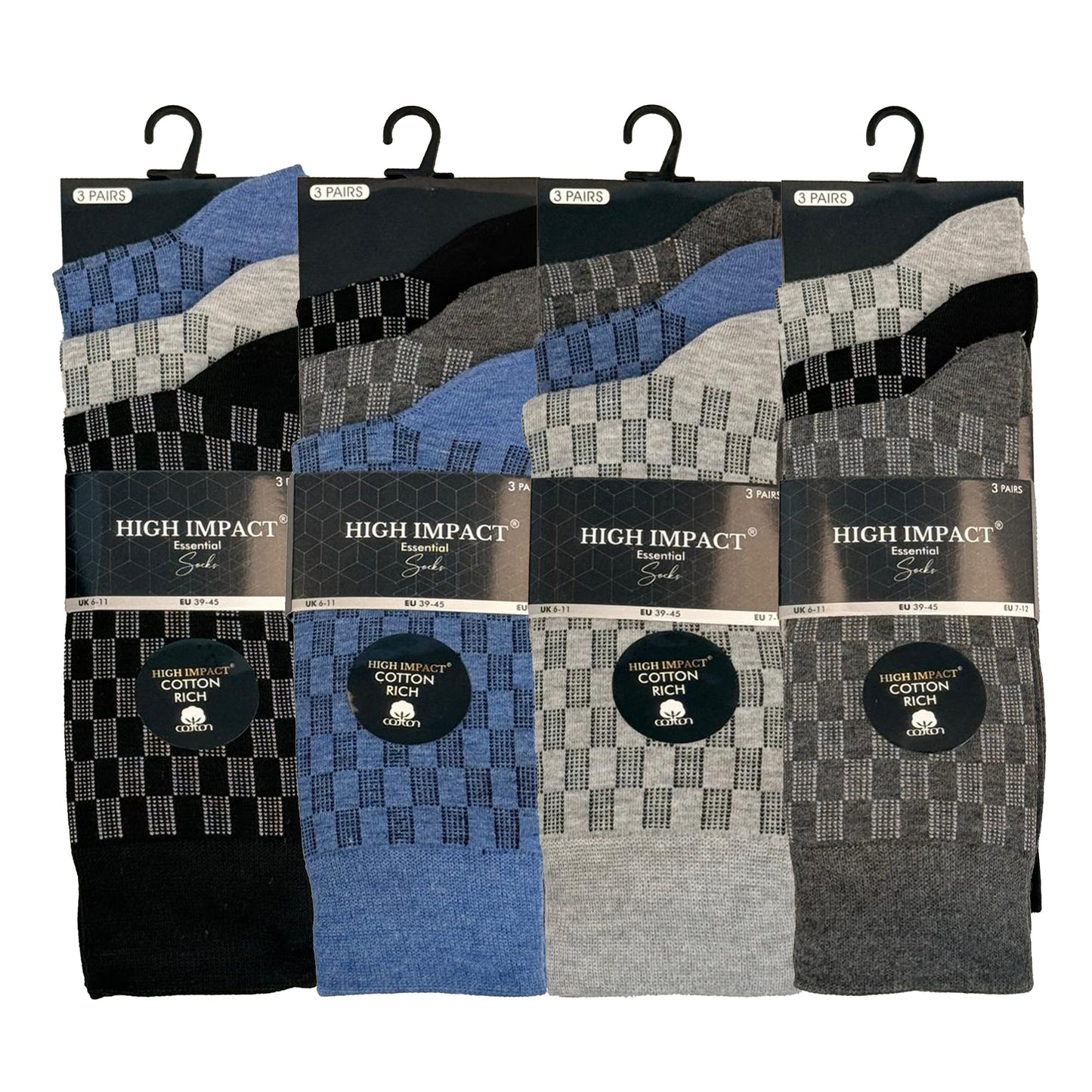 Mens Dress Socks - Checkered Pattern (12 Pairs)