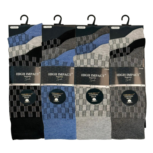 Mens Dress Socks - Checkered Pattern (12 Pairs)