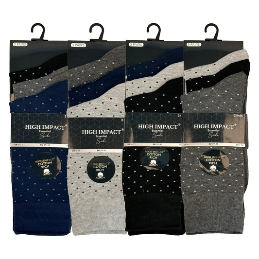 Mens Dress Socks - Pin Dot Pattern (12 Pairs)