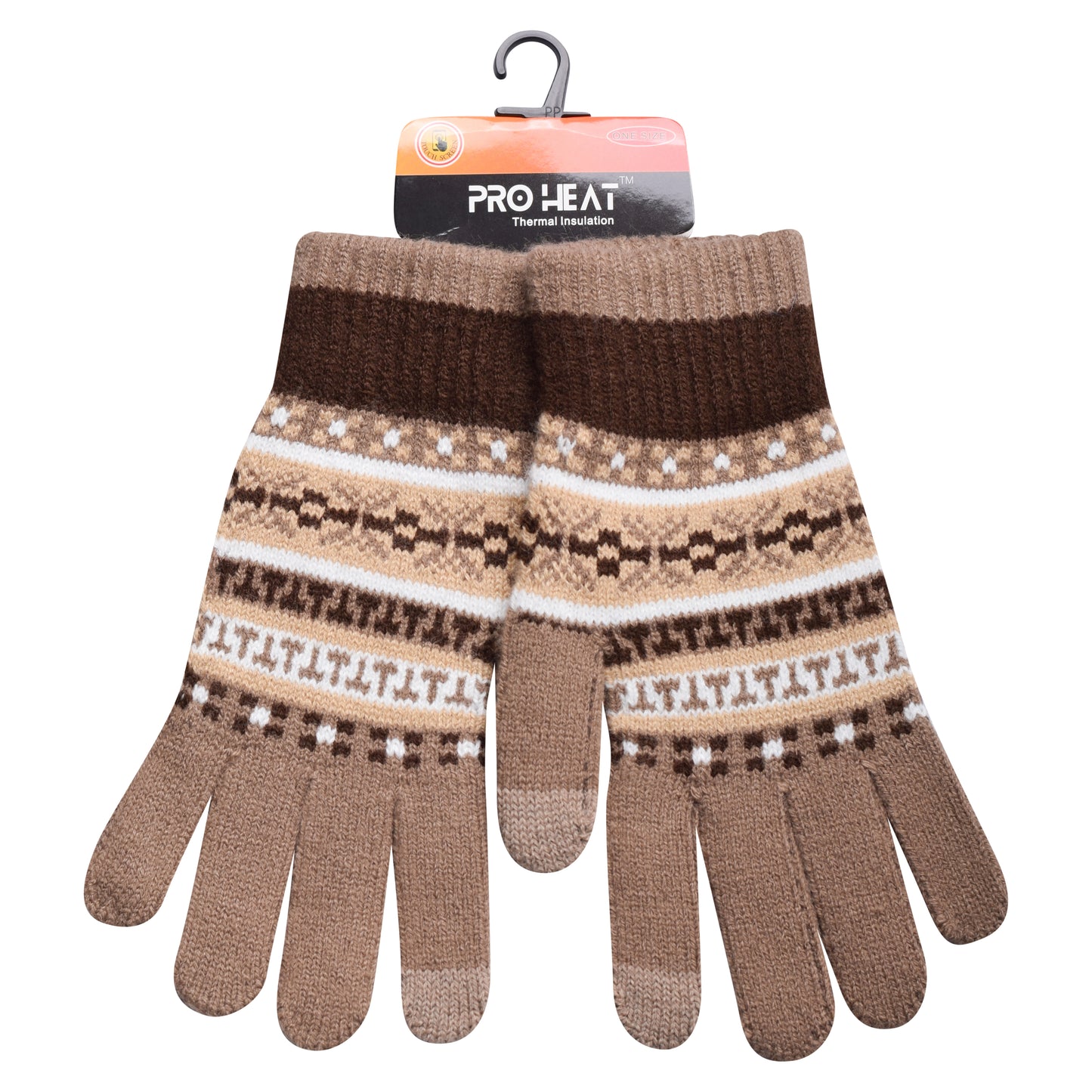 Mens Pro Heat Geometric Knitted Gloves (12 Pairs)