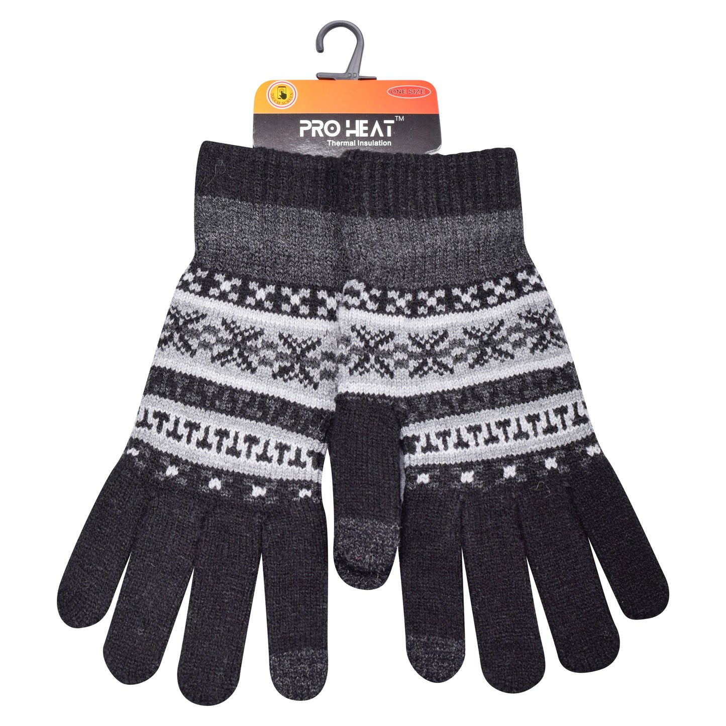 Mens Pro Heat Geometric Knitted Gloves (12 Pairs)