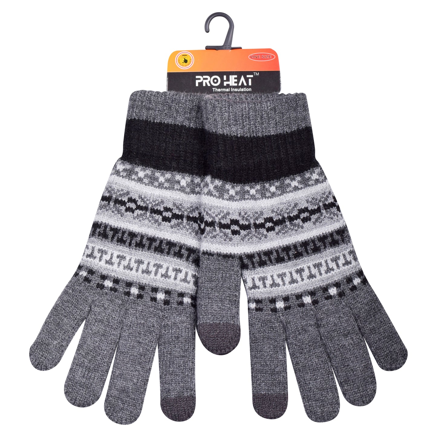Mens Pro Heat Geometric Knitted Gloves (12 Pairs)