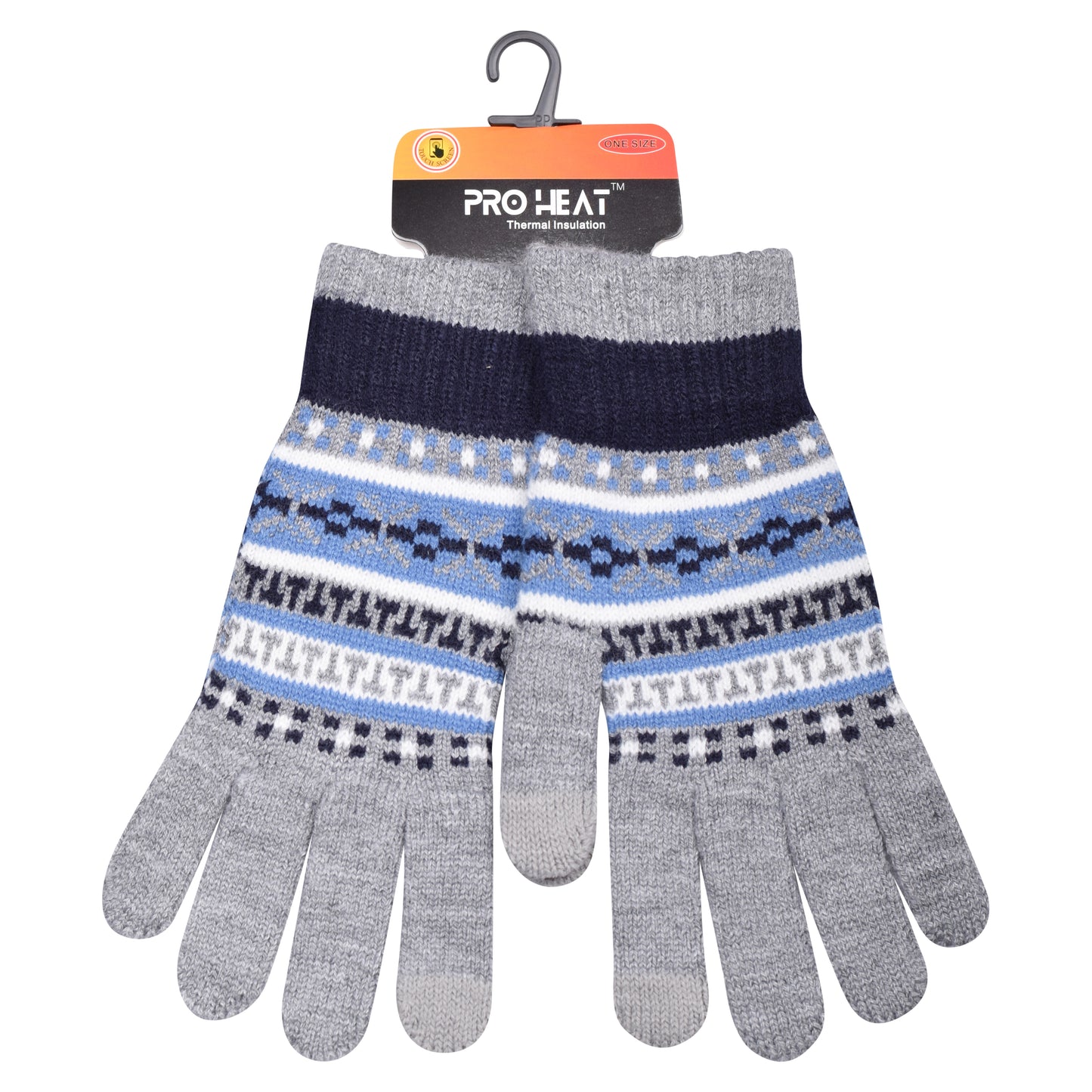 Mens Pro Heat Geometric Knitted Gloves (12 Pairs)