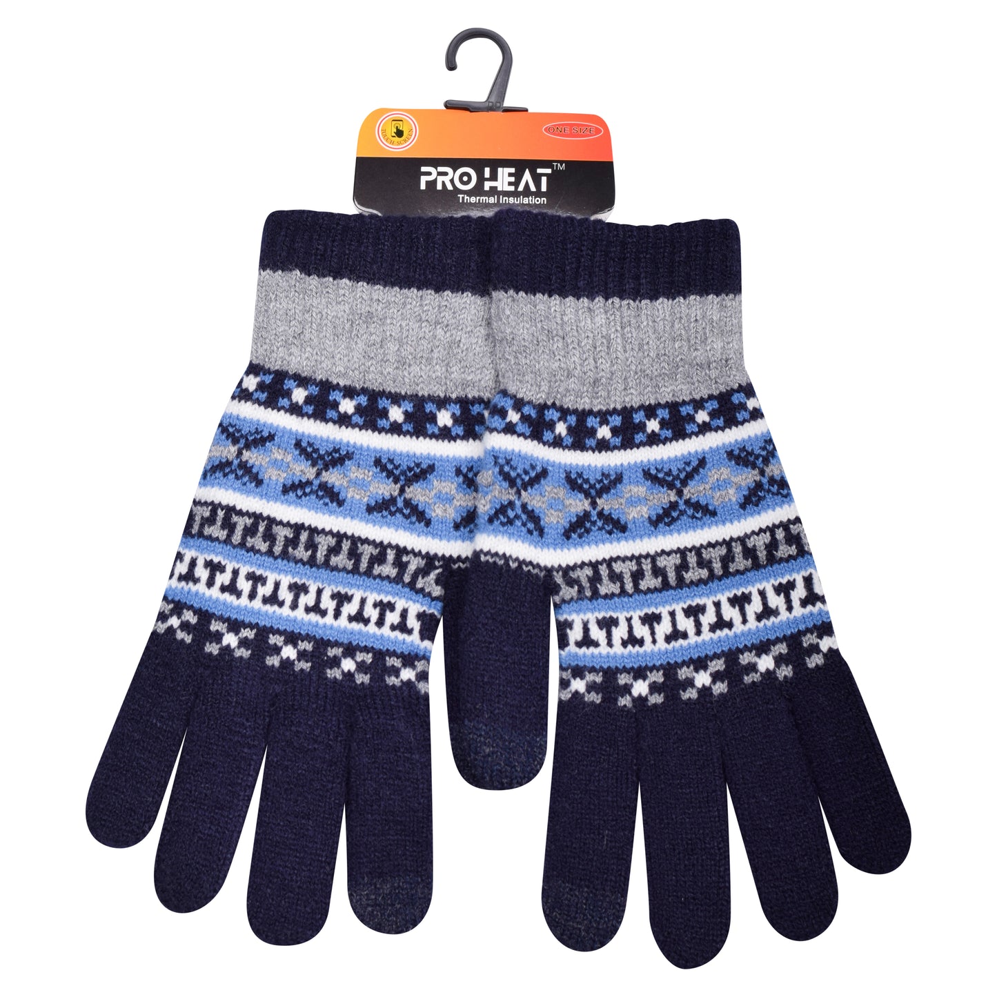 Mens Pro Heat Geometric Knitted Gloves (12 Pairs)