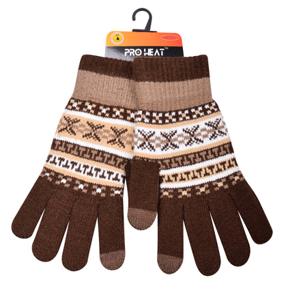 Mens Pro Heat Geometric Knitted Gloves (12 Pairs)