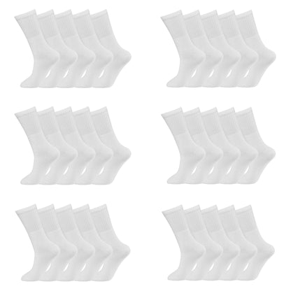 Mens 5 Pair Pair Sport Socks - Plain White (30 Pairs)