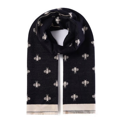 Luxurious Double Sided Jacquard Scarf - Small Bee