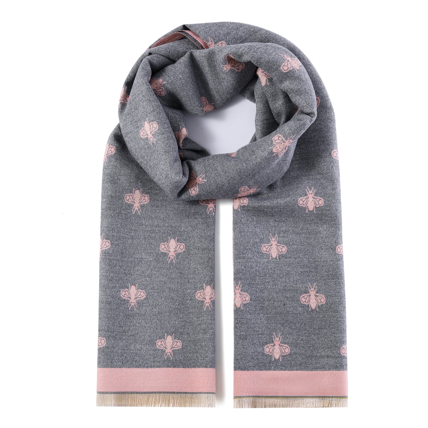 Luxurious Double Sided Jacquard Scarf - Small Bee