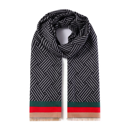Luxurious Double Sided Jacquard Scarf - Modern Stripes