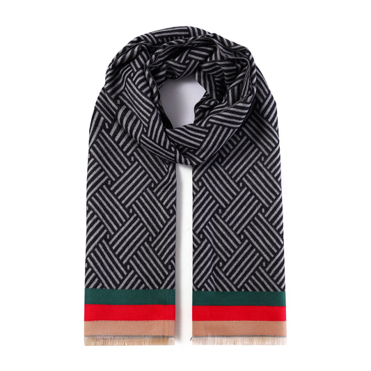 Luxurious Double Sided Jacquard Scarf - Modern Stripes