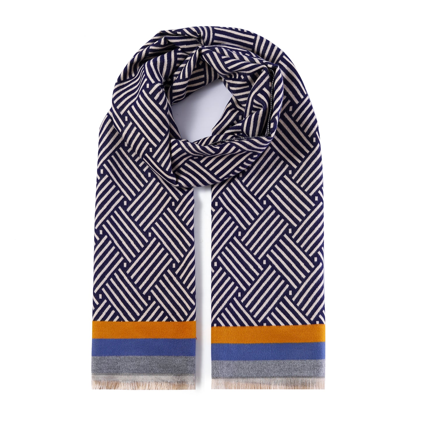 Luxurious Double Sided Jacquard Scarf - Modern Stripes
