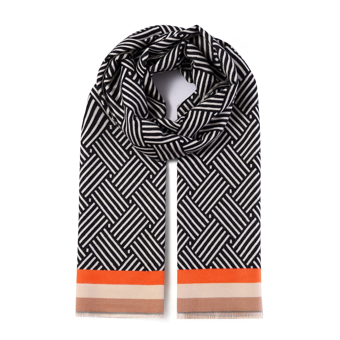 Luxurious Double Sided Jacquard Scarf - Modern Stripes