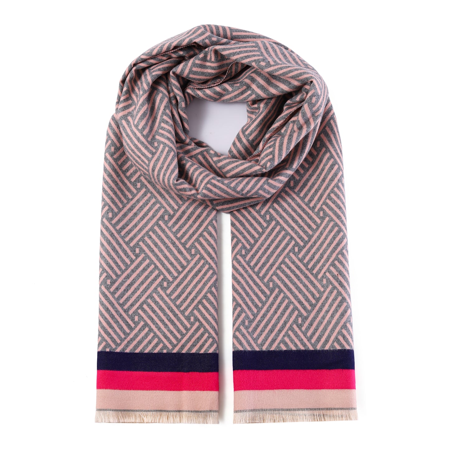 Luxurious Double Sided Jacquard Scarf - Modern Stripes