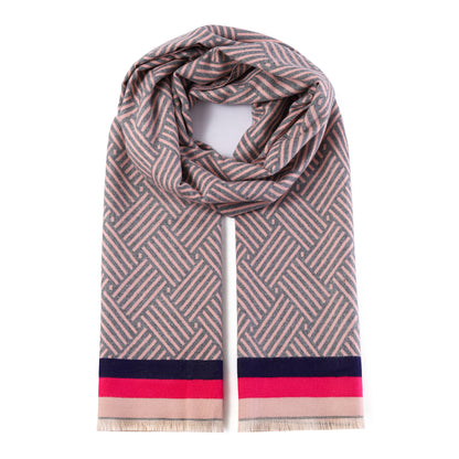 Luxurious Double Sided Jacquard Scarf - Modern Stripes